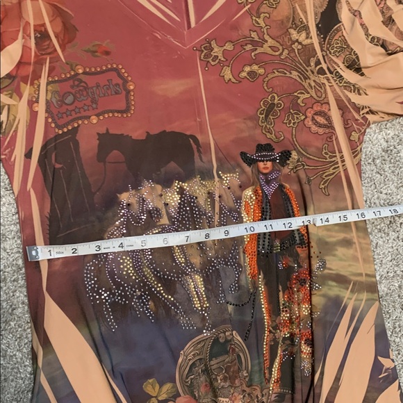 Cover Charge Western Cowgirl Desert Graphic Short Sleeve Mini Dress - Picture 9 of 9